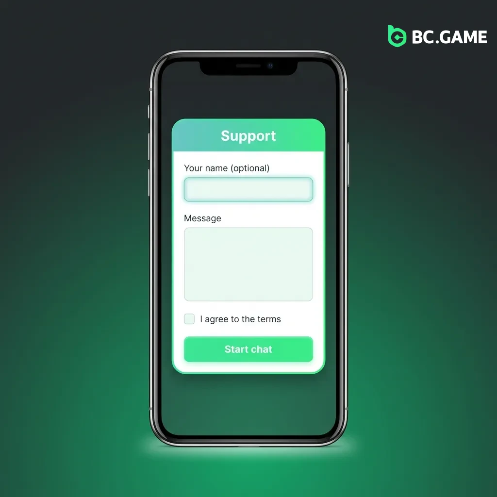 BC Game mobile app login screen showing email and password fields with submit button