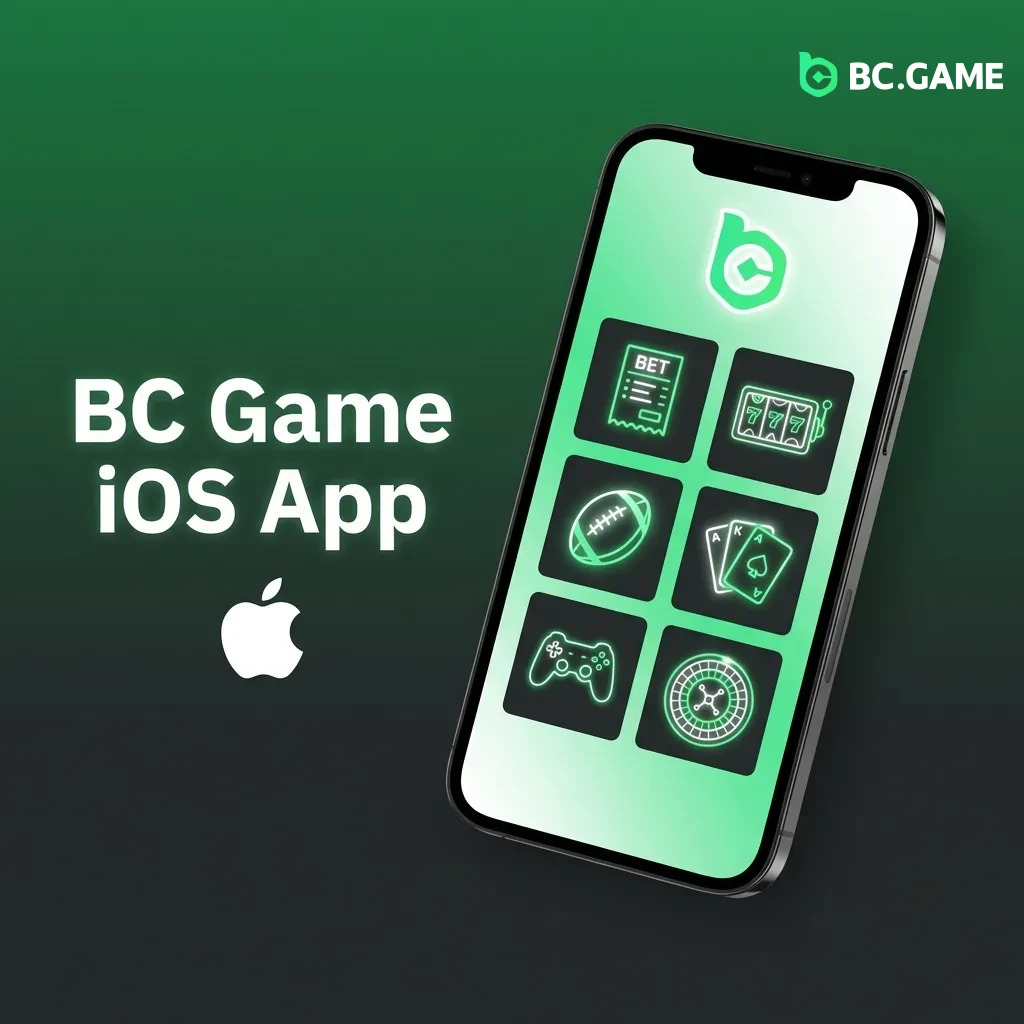 BC Game iOS app interface on iPhone showing casino games, compatible with iOS 11.0+, requiring 150MB storage