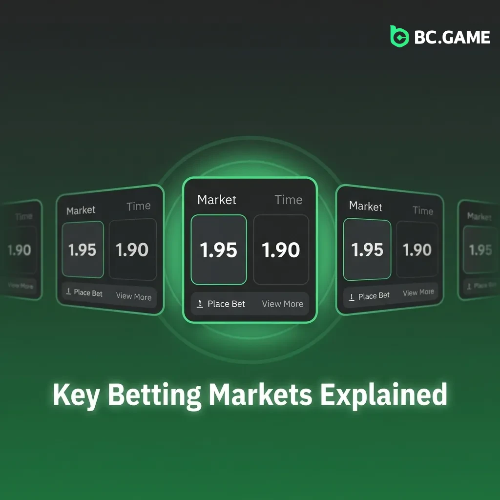 Diagram showing different betting market types including match winner, totals, handicap, and partial period wagers.