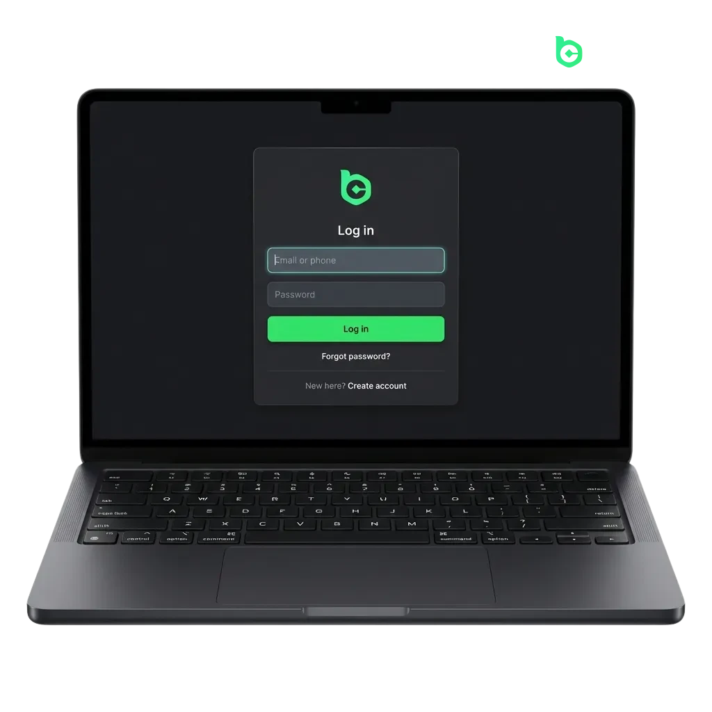 BC Game India login screen showing email/phone and password fields with security features and access to betting options