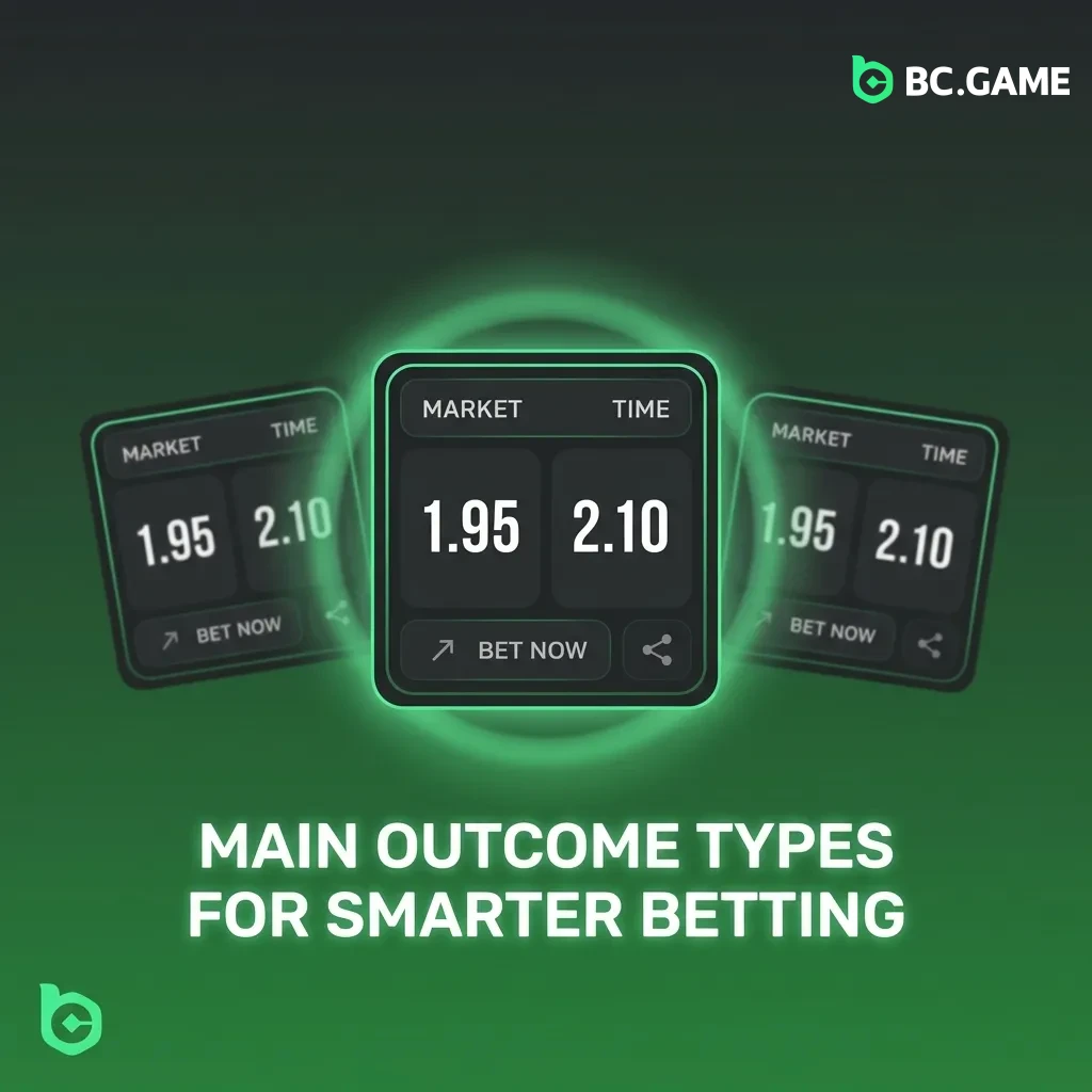 Infographic showing four main betting outcome types: Match Result, Over/Under Goals, Handicap Betting, Both Teams to Score
