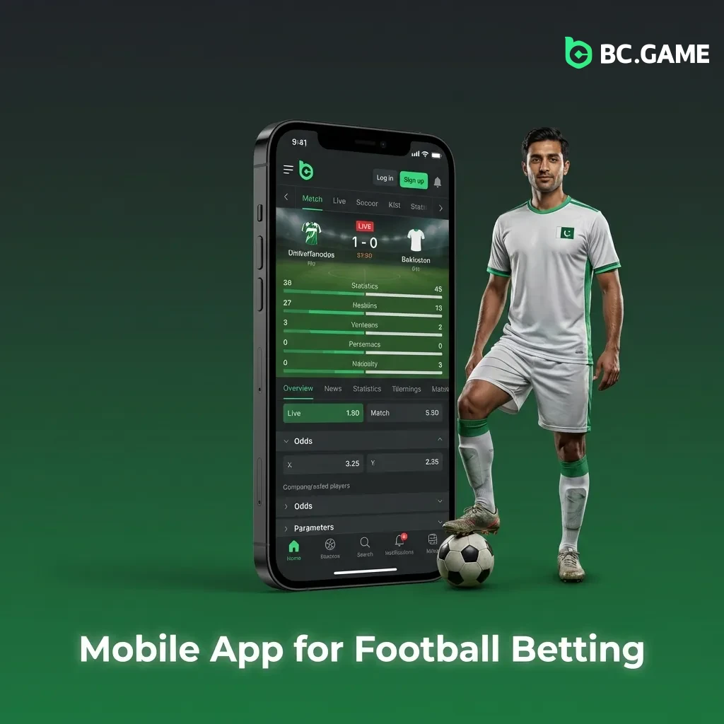 Mobile app interface showing football betting options on smartphone with match listings and bet placement features