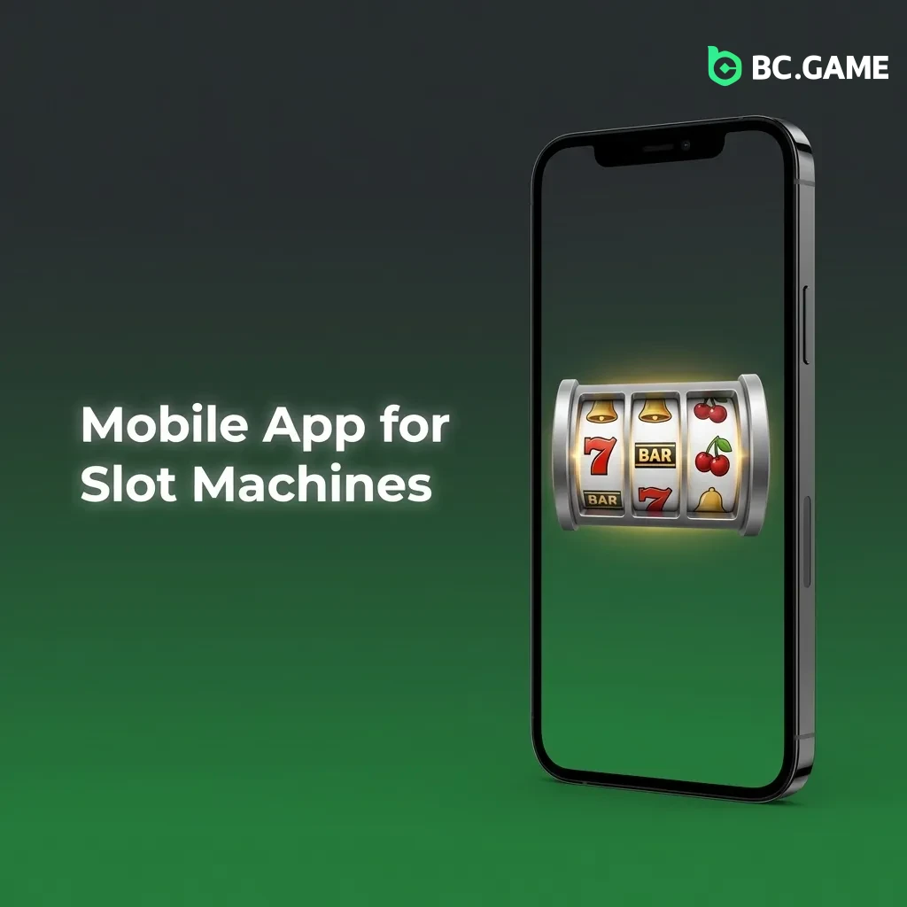 BC Game mobile app interface showing slot machine games on smartphone screen with download and gameplay options