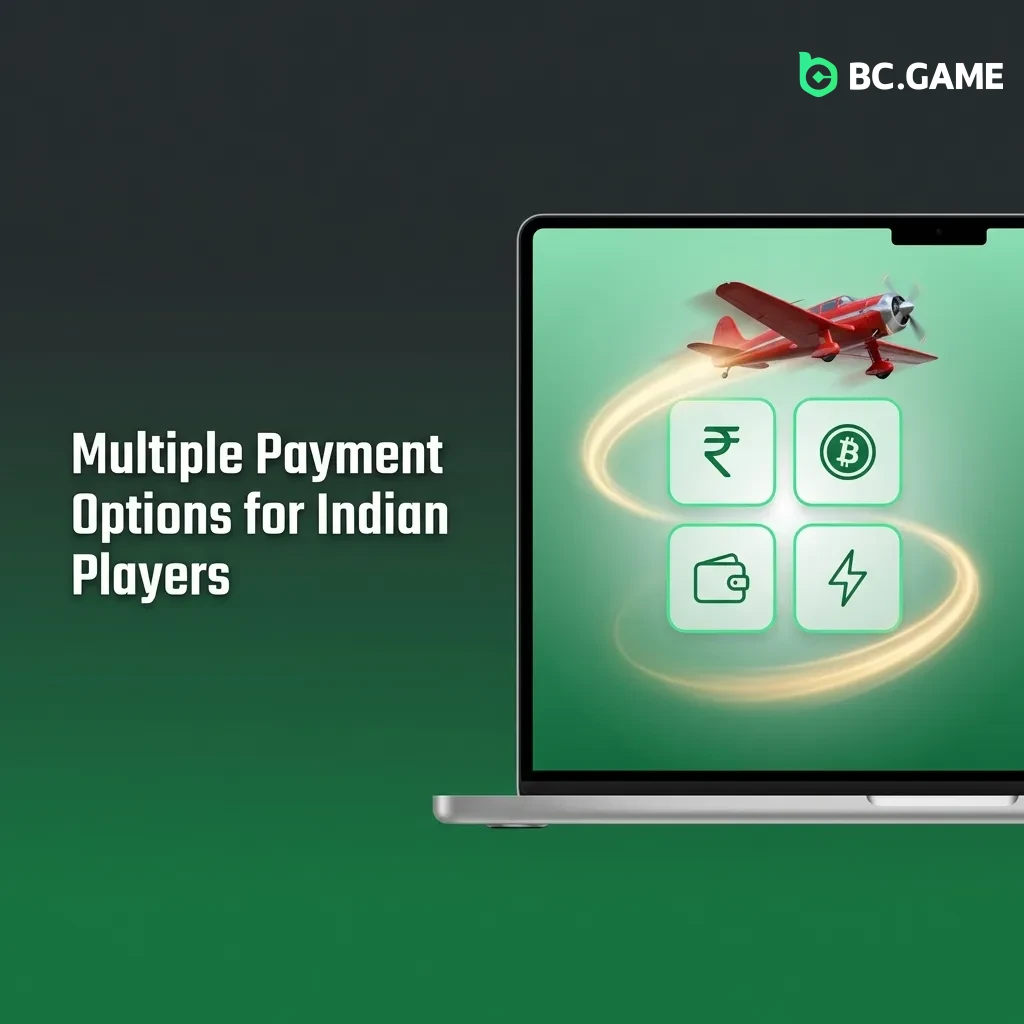 BC Game payment options including UPI, Paytm, PhonePe, cryptocurrency, and bank transfers for Indian players