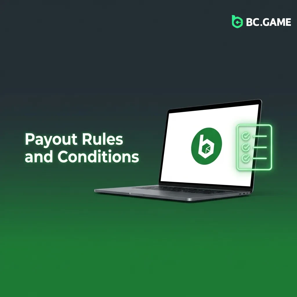 Payout rules document showing verification, wagering, method policies, limits, and currency matching conditions.