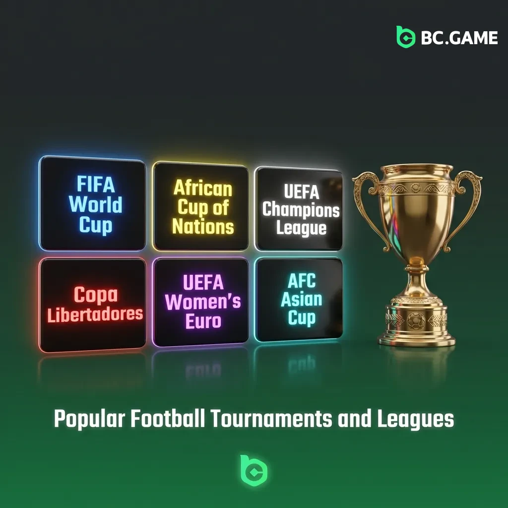 Soccer fans watching major league matches including FIFA World Cup, UEFA Champions League, and domestic tournaments