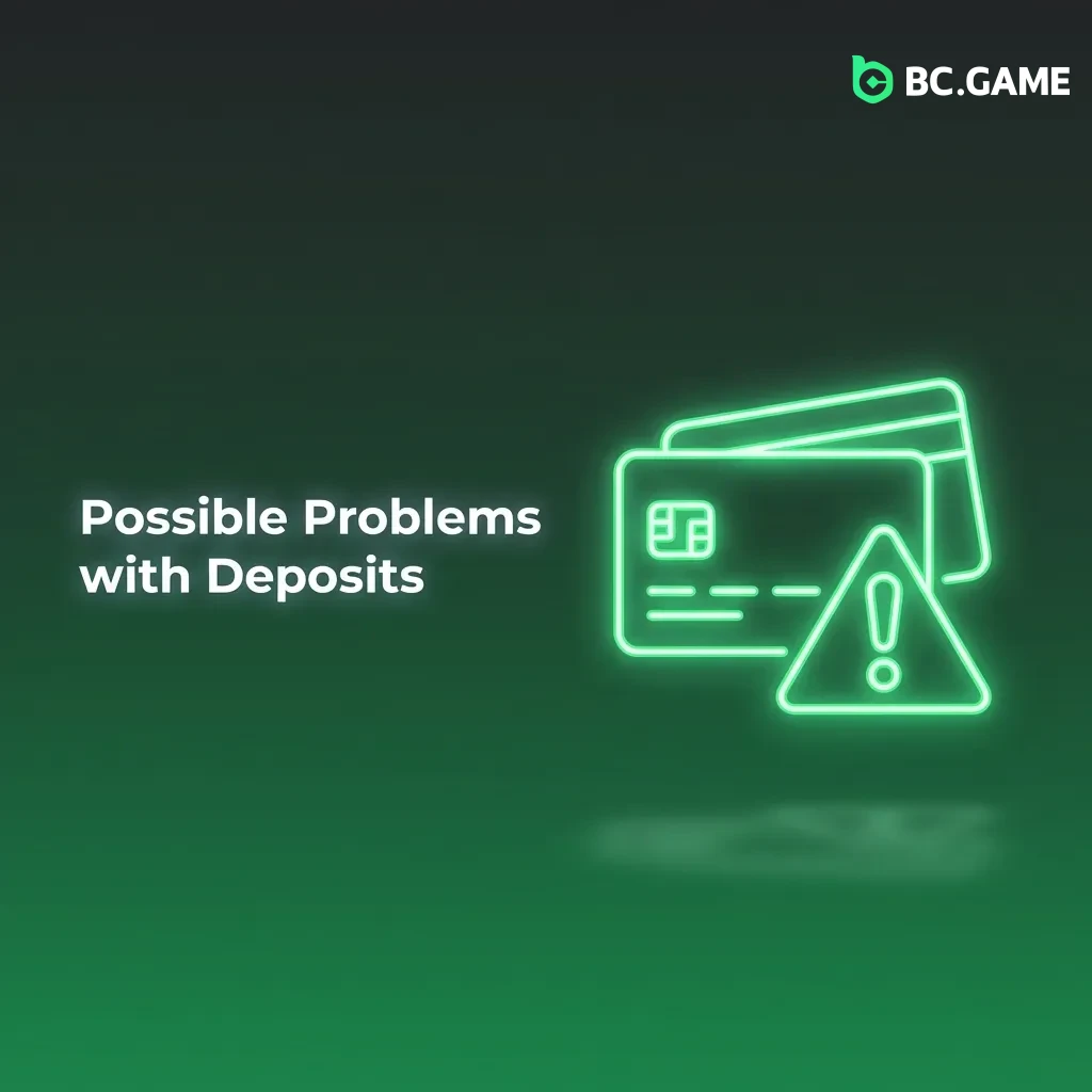 Illustration showing common deposit problems: declined transactions, timeouts, incorrect details, and delayed credits.