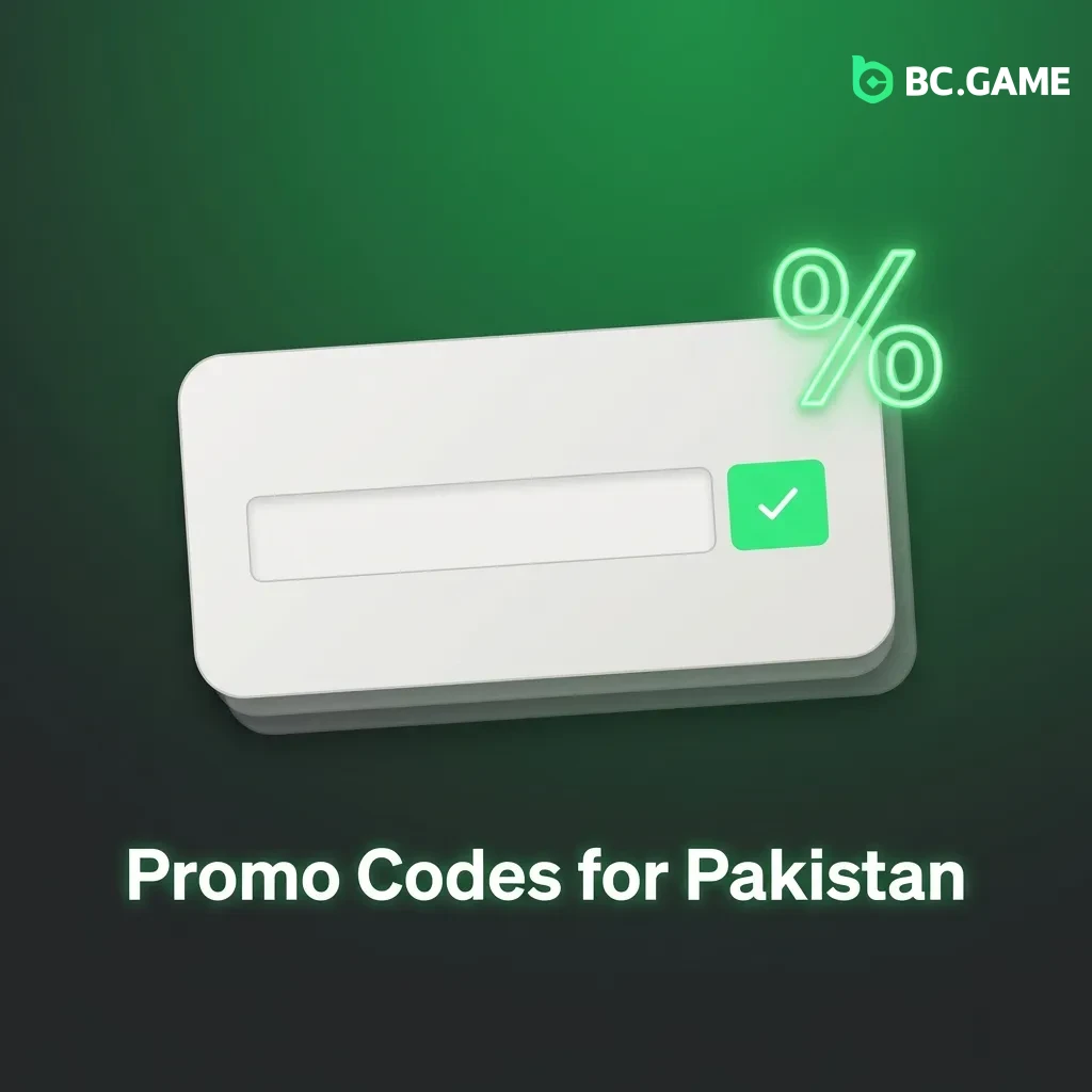 BC Game promo codes for Pakistan players showing deposit match and free spins bonuses with validity periods