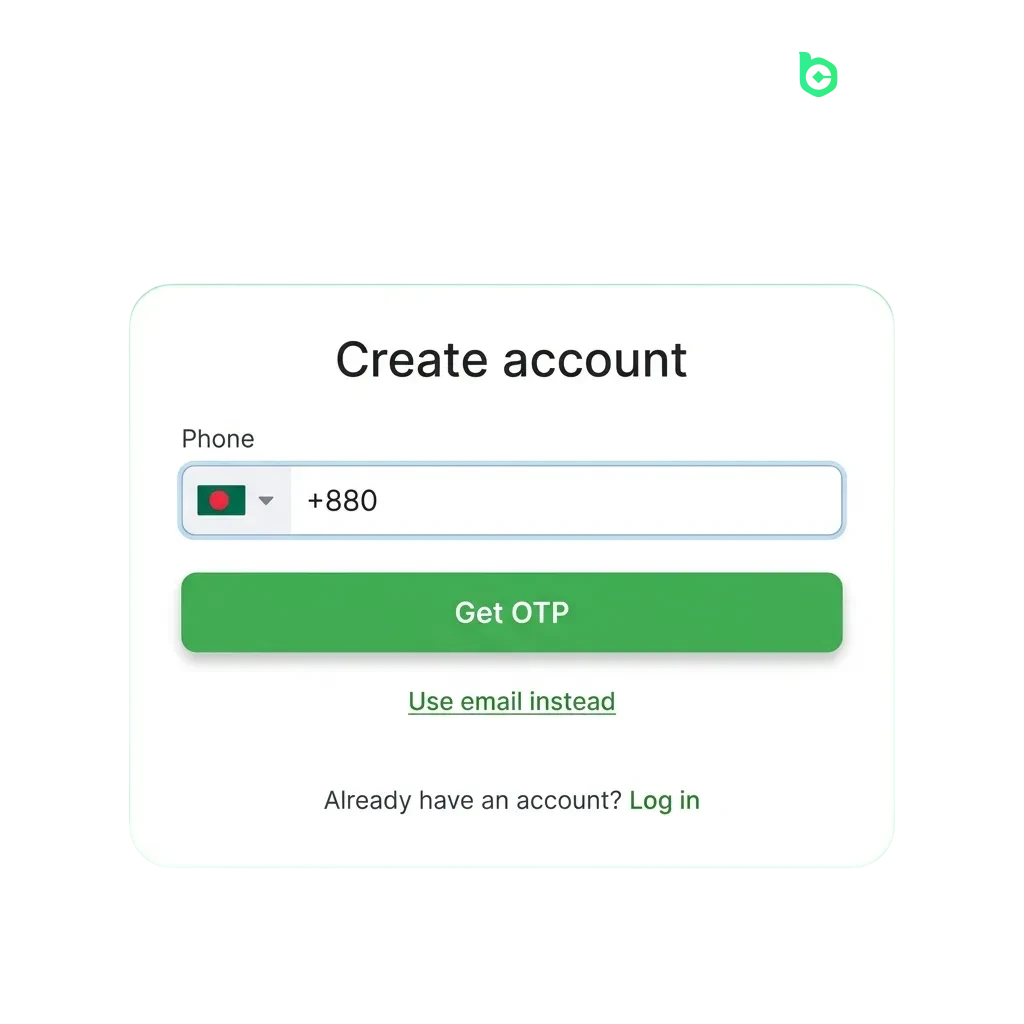 BC Game registration interface showing login form and verification steps for Bangladesh players to access casino games