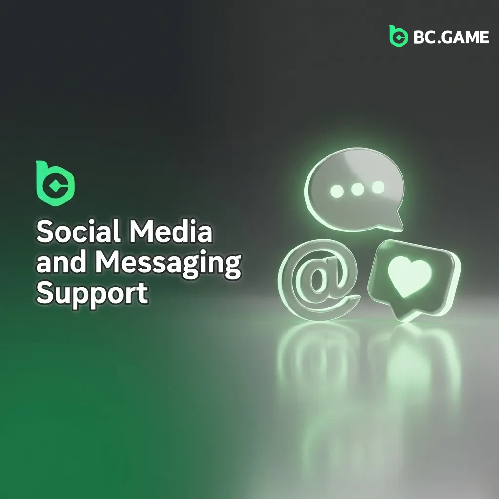 BC Game social media support options including Telegram, WhatsApp, Facebook Messenger, and Twitter for customer inquiries