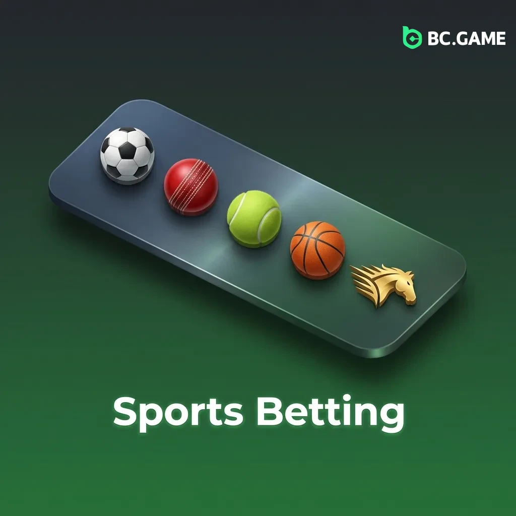 BC Game sports betting interface showing cricket, football, kabaddi and 60+ sports with live odds and markets