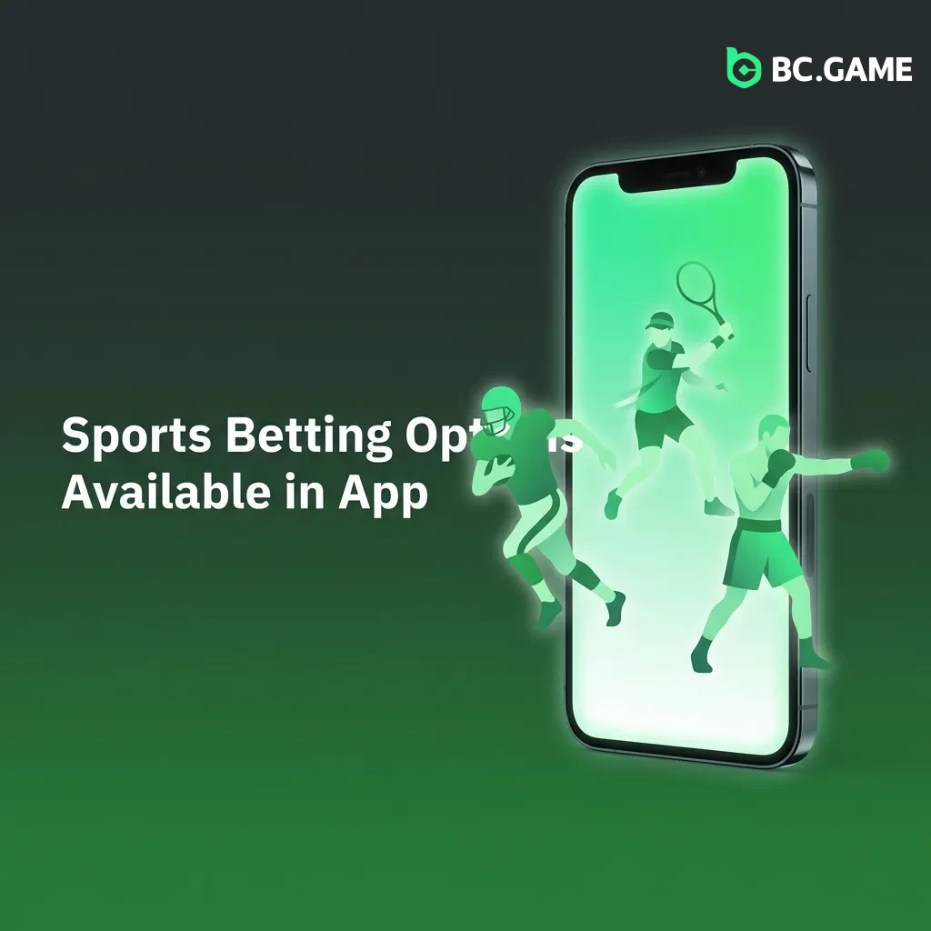 BC Game app sports betting interface showing cricket, football, kabaddi, tennis, and other sports options