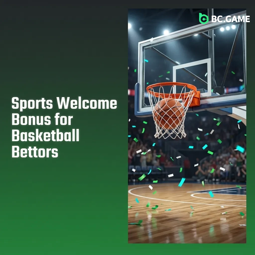 BC Game sports welcome bonus offer for basketball betting with up to ₹1,00,000 bonus and free bets on NBA and tournaments