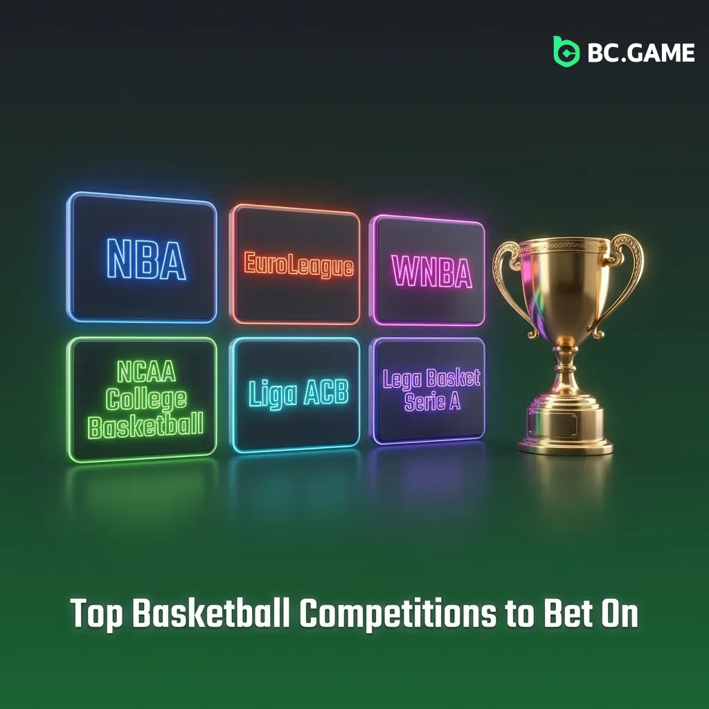 Basketball leagues and tournaments available for betting including NBA, EuroLeague, FIBA World Cup, and NCAA March Madness