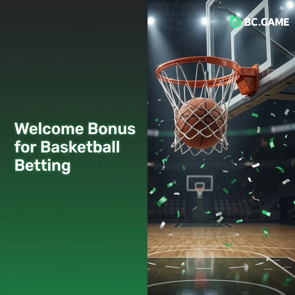 BC Game basketball betting welcome bonus offer of up to PKR 50,000 for new users with deposit match and wagering requirements
