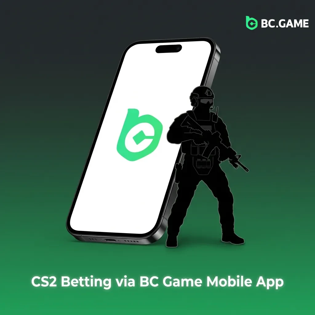 BC Game mobile app interface showing CS2 betting options and match selections on smartphone screen