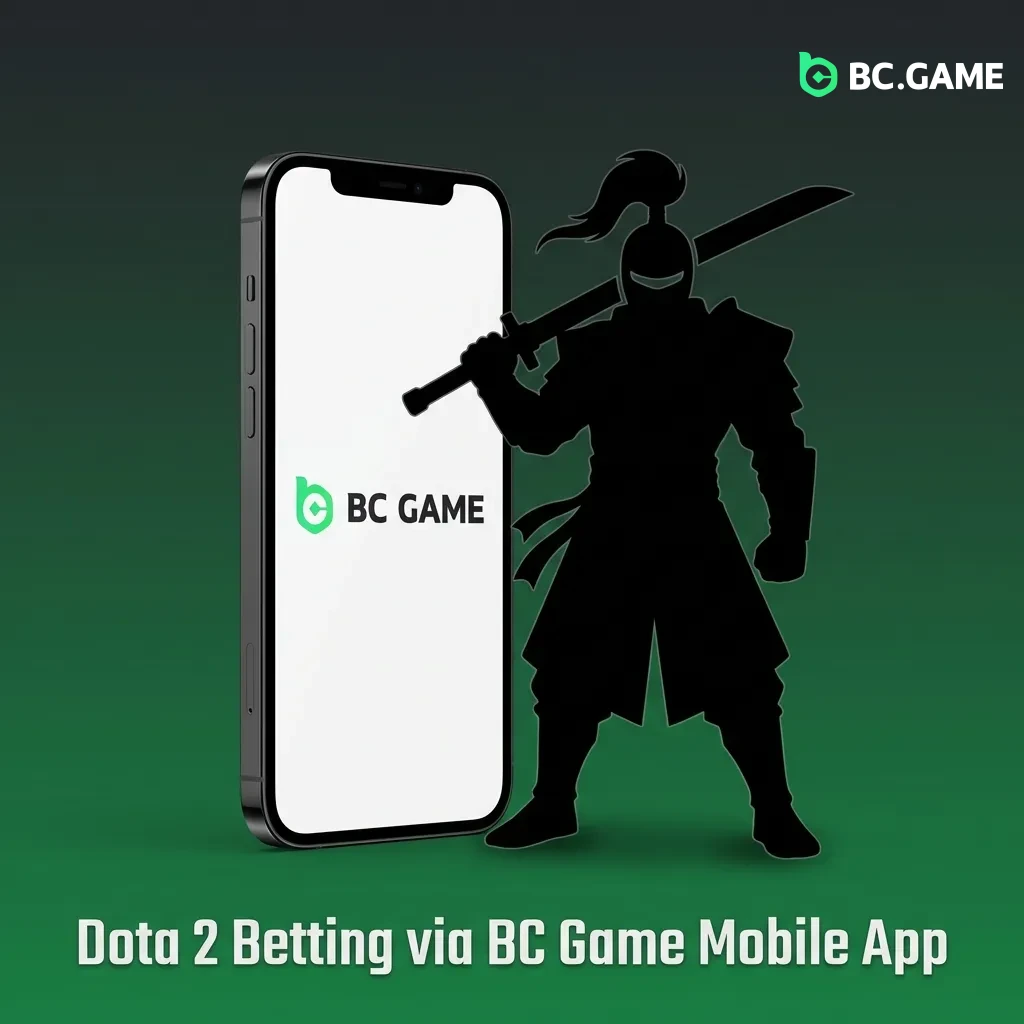 Mobile phone displaying BC Game app with Dota 2 betting interface and match odds on screen
