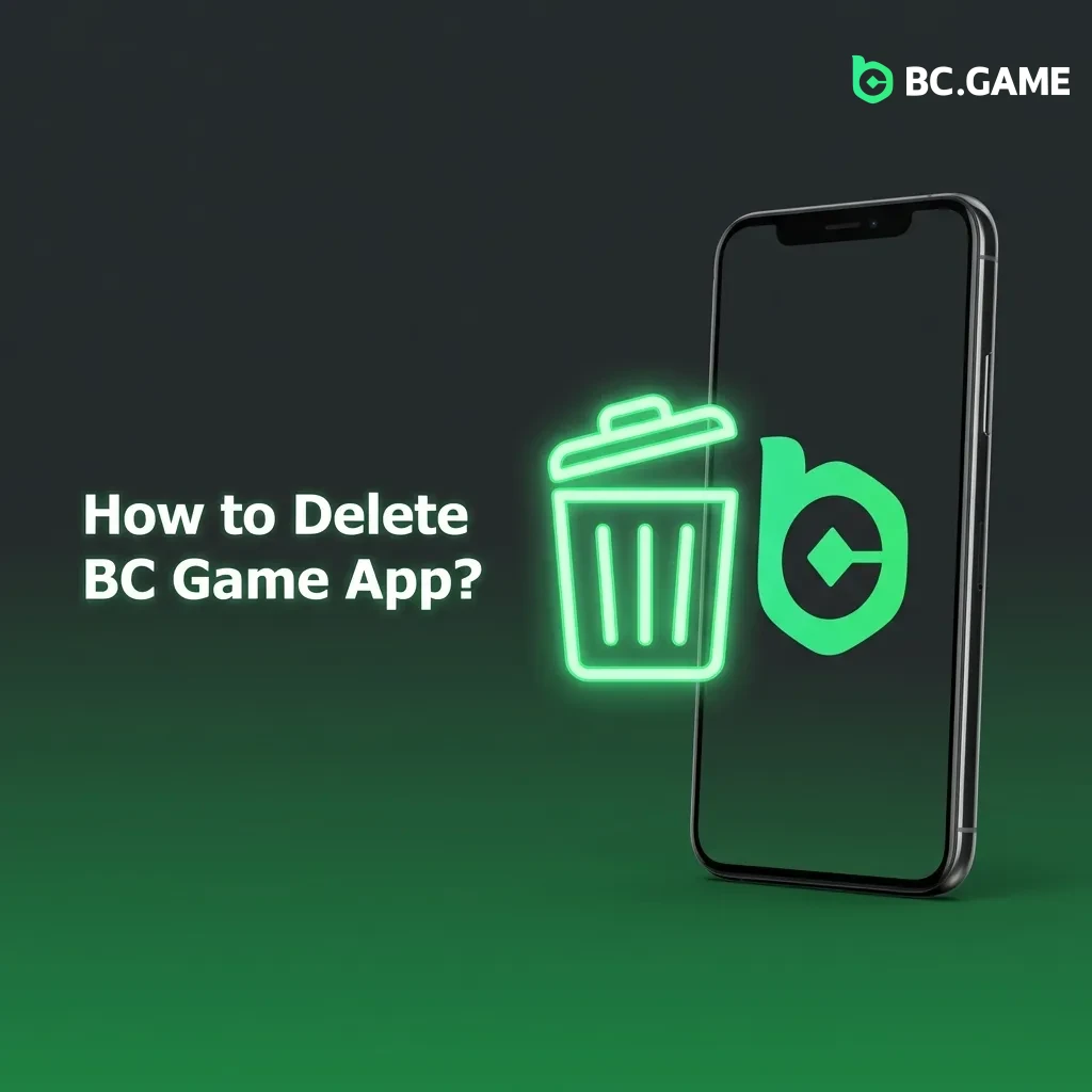 Person uninstalling BC Game app from smartphone with account data remaining safe for future reinstallation