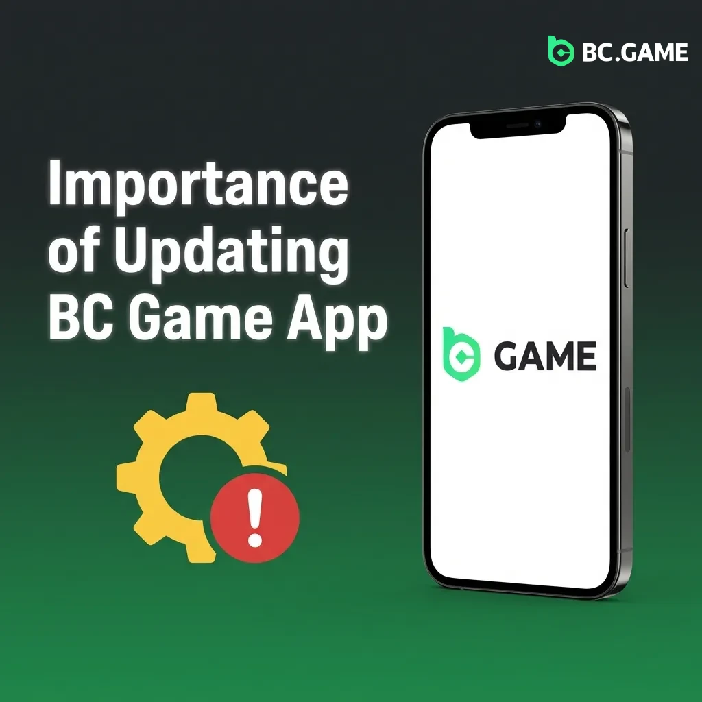 Person updating BC Game betting app on smartphone showing security shield and new features notification