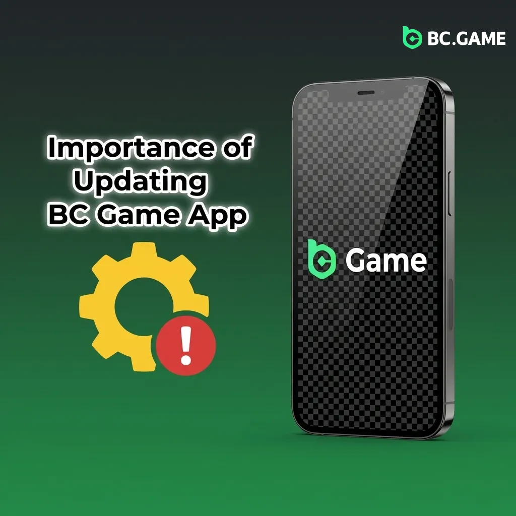 BC Game app update screen showing bug fixes, security patches, and new features for better performance