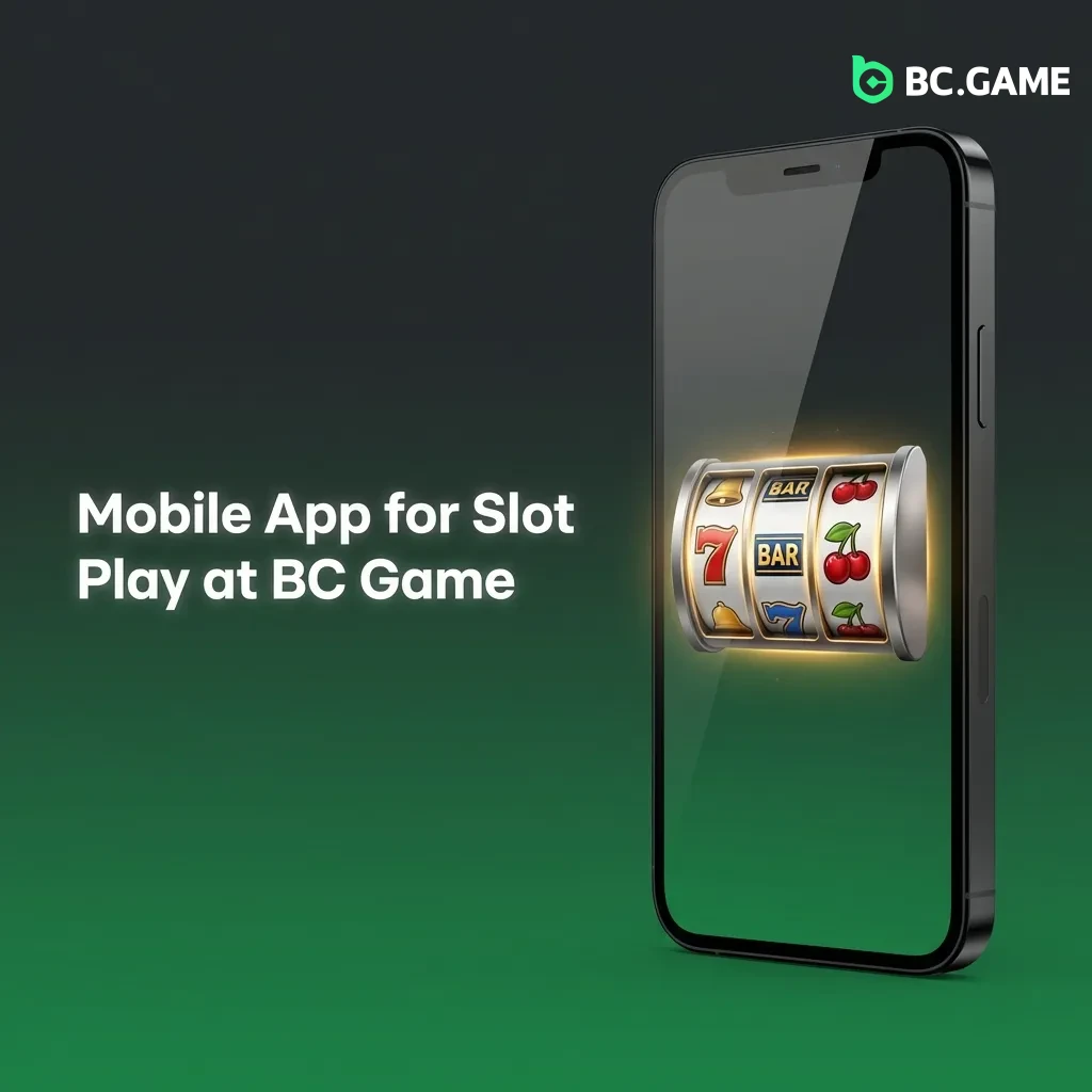 BC Game mobile app interface showing slot game lobby with quick access buttons and touch-optimized controls