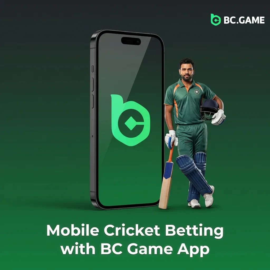 BC Game mobile app interface showing cricket betting markets and odds on smartphone screen