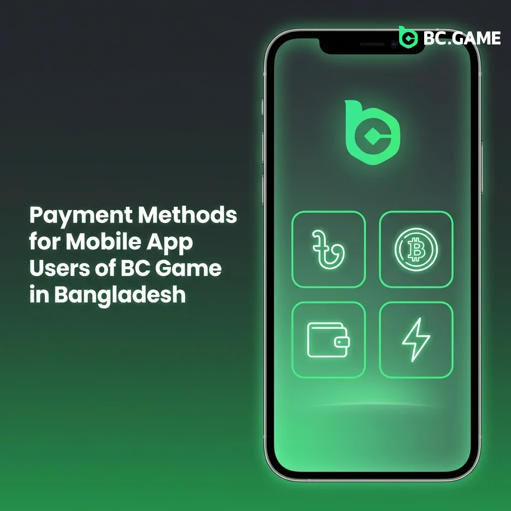 BC Game Bangladesh payment options including Nagad, bKash, Rocket, and cryptocurrency on mobile interface