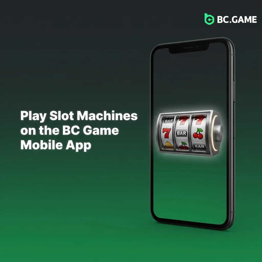 BC Game mobile app interface showing slot machine games on smartphone screen