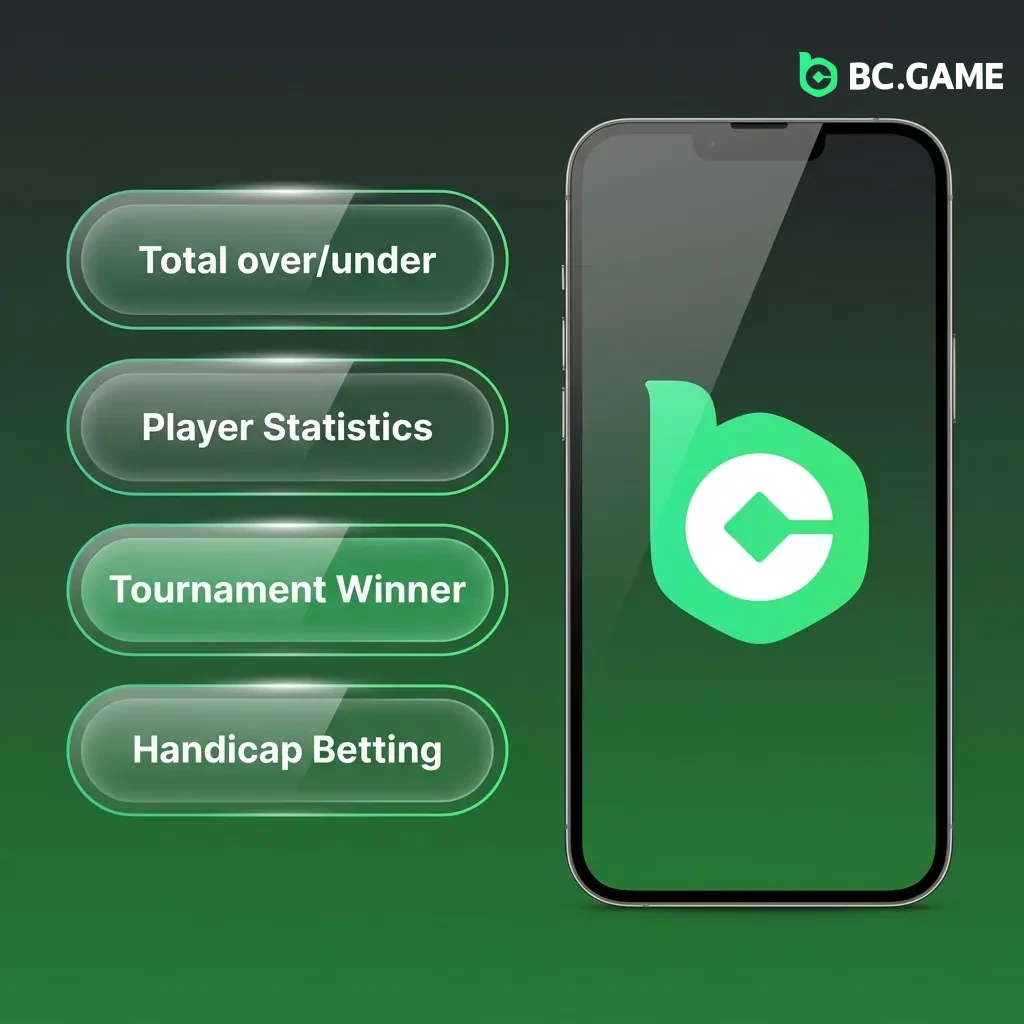 BC Game app betting interface showing single, accumulator, treble, system, and handicap bet type options