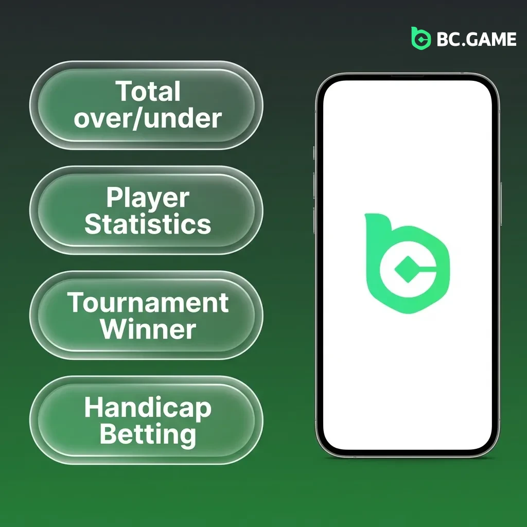 BC Game app interface showing various bet types including single, accumulator, treble, system, and live betting options.