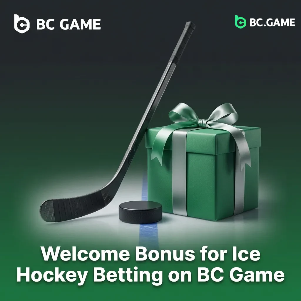 BC Game sports welcome bonus promotional banner showing up to ₹1,00,000 offer for ice hockey betting markets