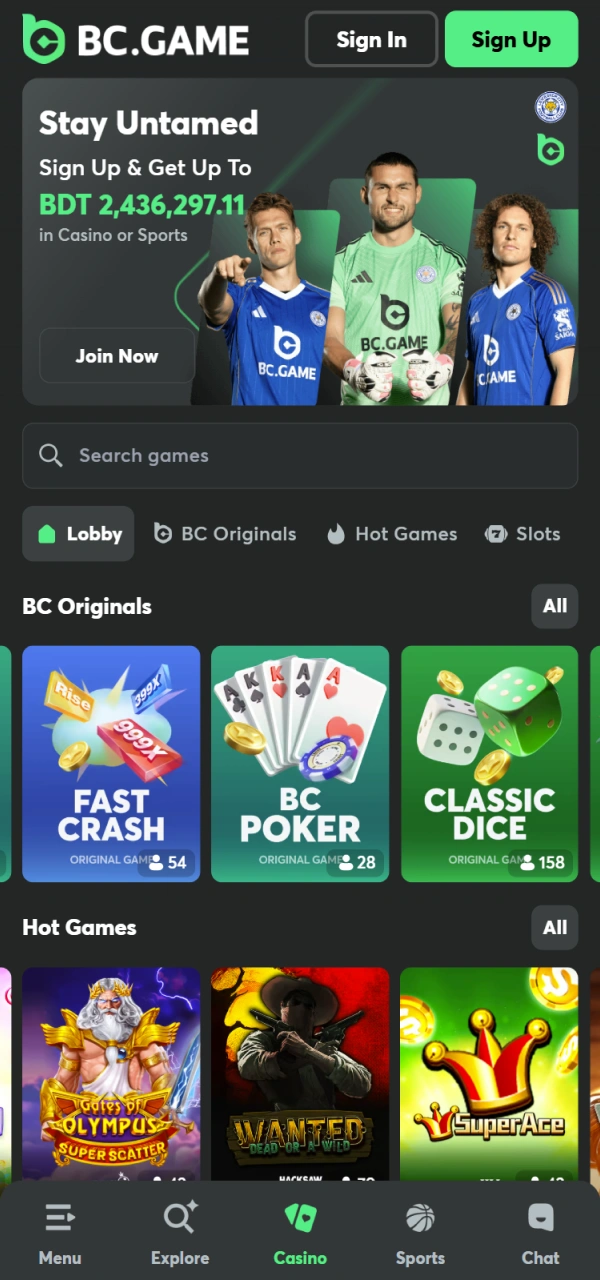 Start playing top casino games in the official BC Game Android.