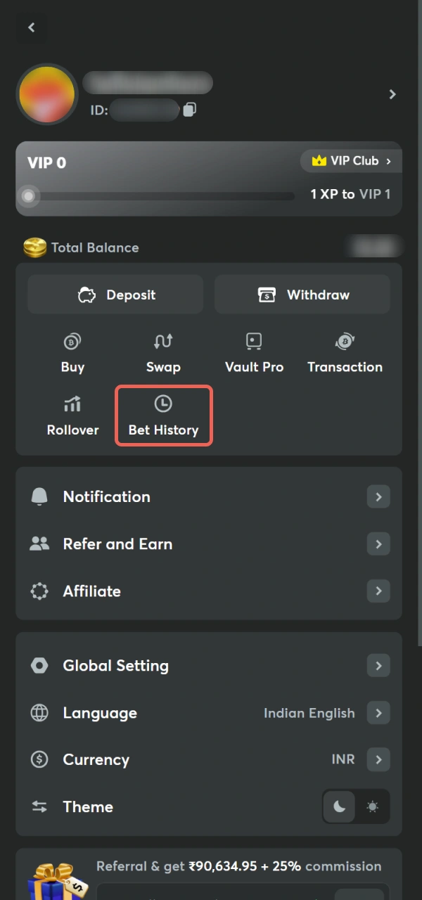 Monitor every active Bet within the BC Game Android application.