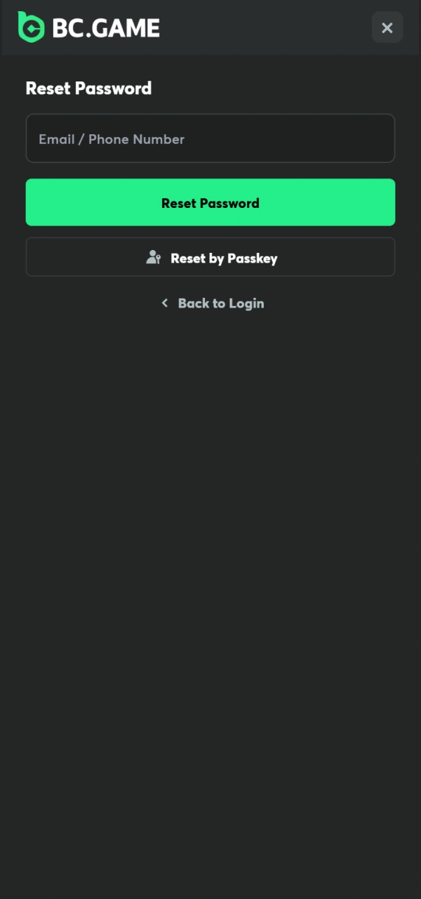 Recover your log in access easily through the BC Game Android interface.