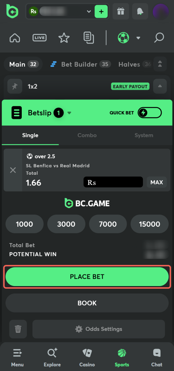 Finalize your winning Bet on the BC Game Android App in Pakistan.