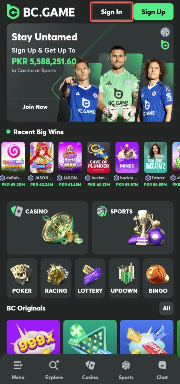 Press the button for BC Game Android App Login in Pakistan today.