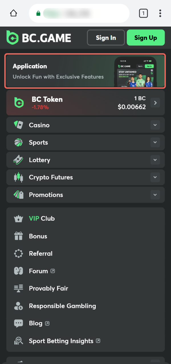 Get the latest BC Game App Android installation file for your device.