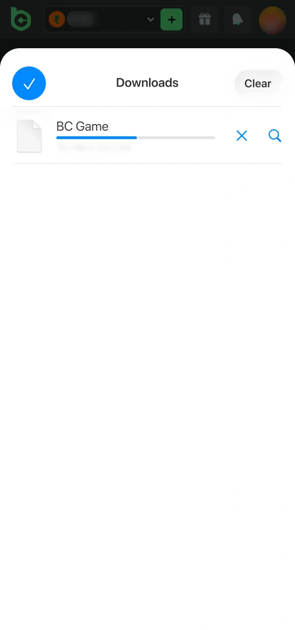 Begin the automatic BC Game iOS App deployment on your smartphone.