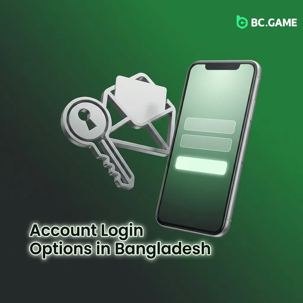Login screen showing email and password fields for BC Game account access in Bangladesh