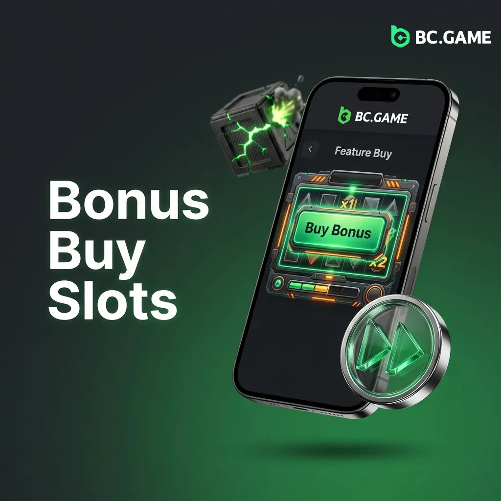 Slot machine screen showing bonus buy feature button with instant access to free spins and bonus rounds