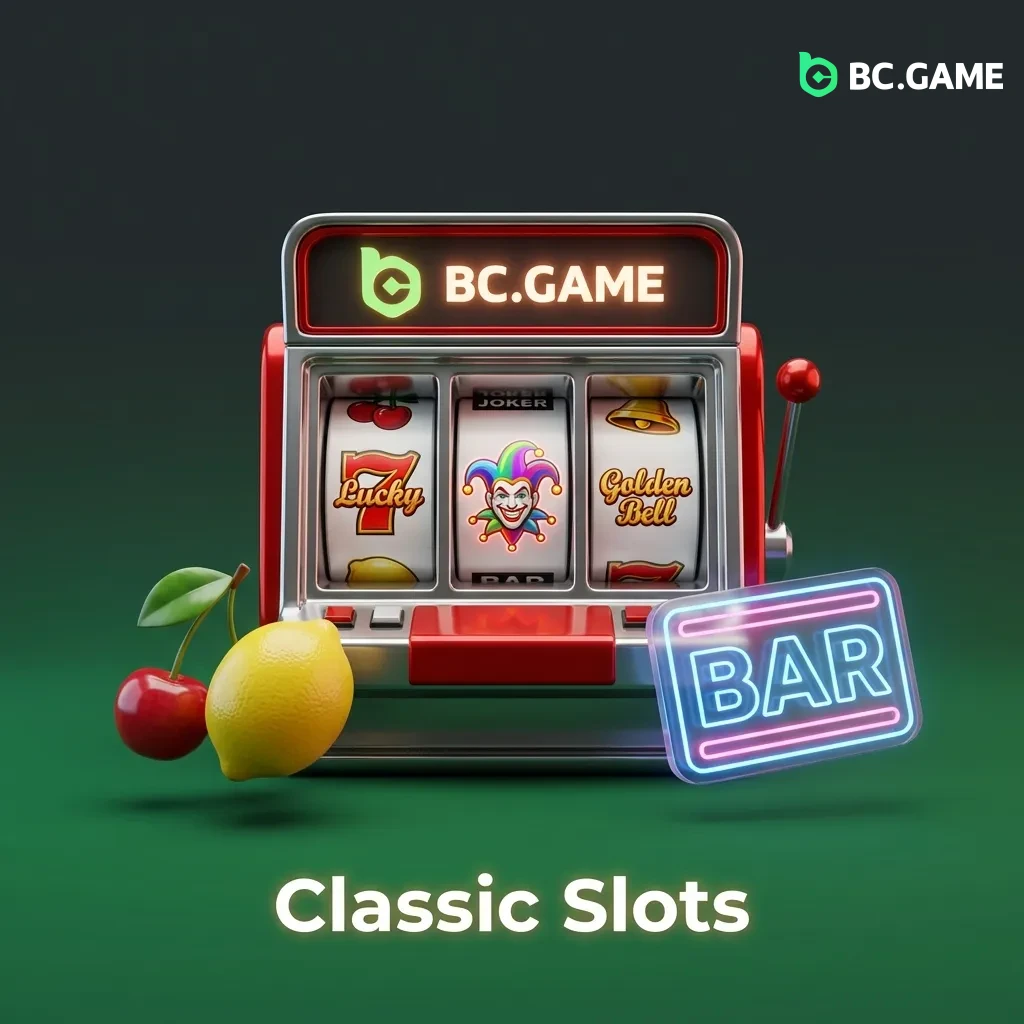 Three-reel slot machine displaying fruit symbols and single payline with classic retro casino game design