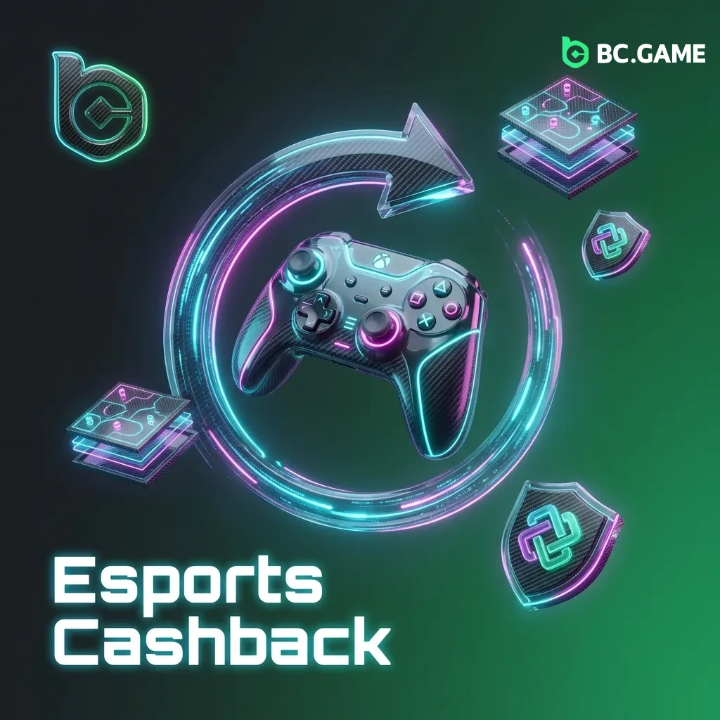 Esports betting cashback offer covering Dota 2, CS2, League of Legends, and Valorant with 15% weekly refund on losses.