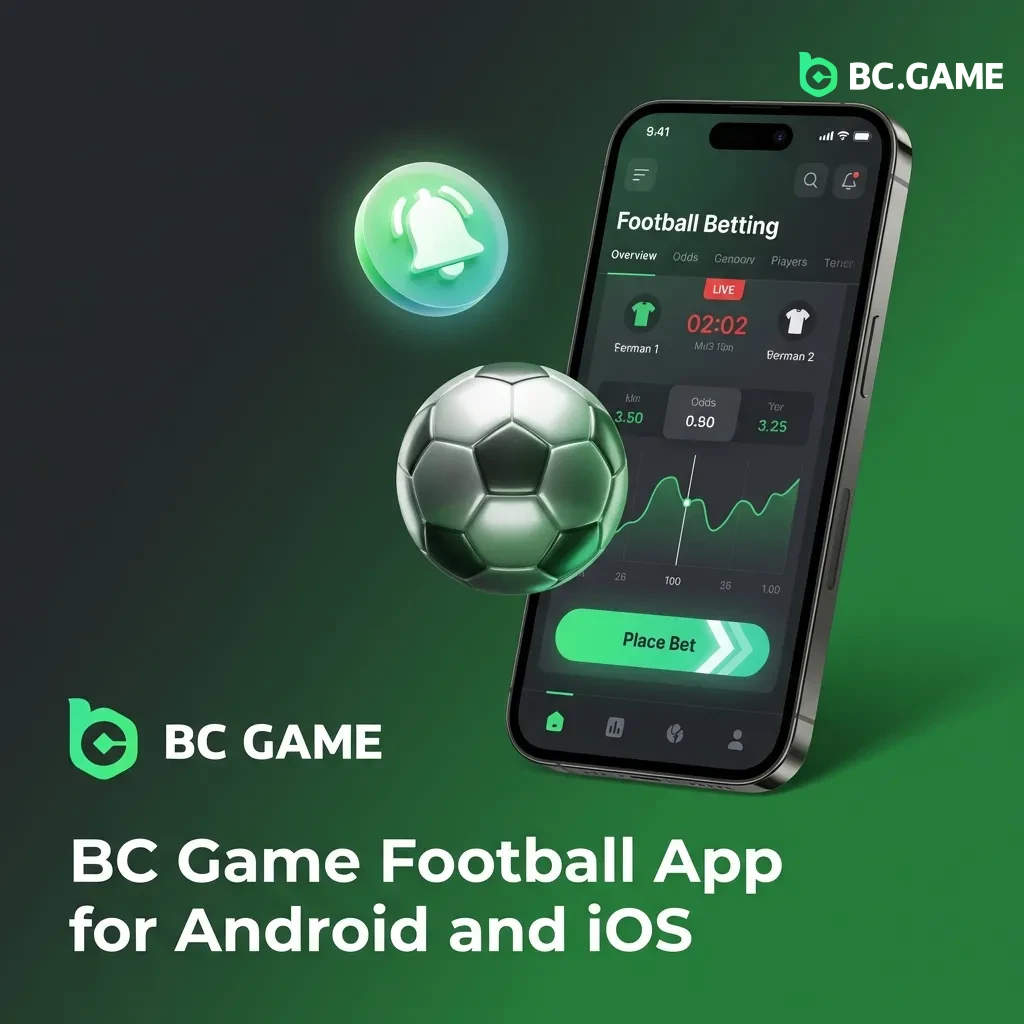 BC Game mobile app interface showing football betting options and quick bet placement on smartphone