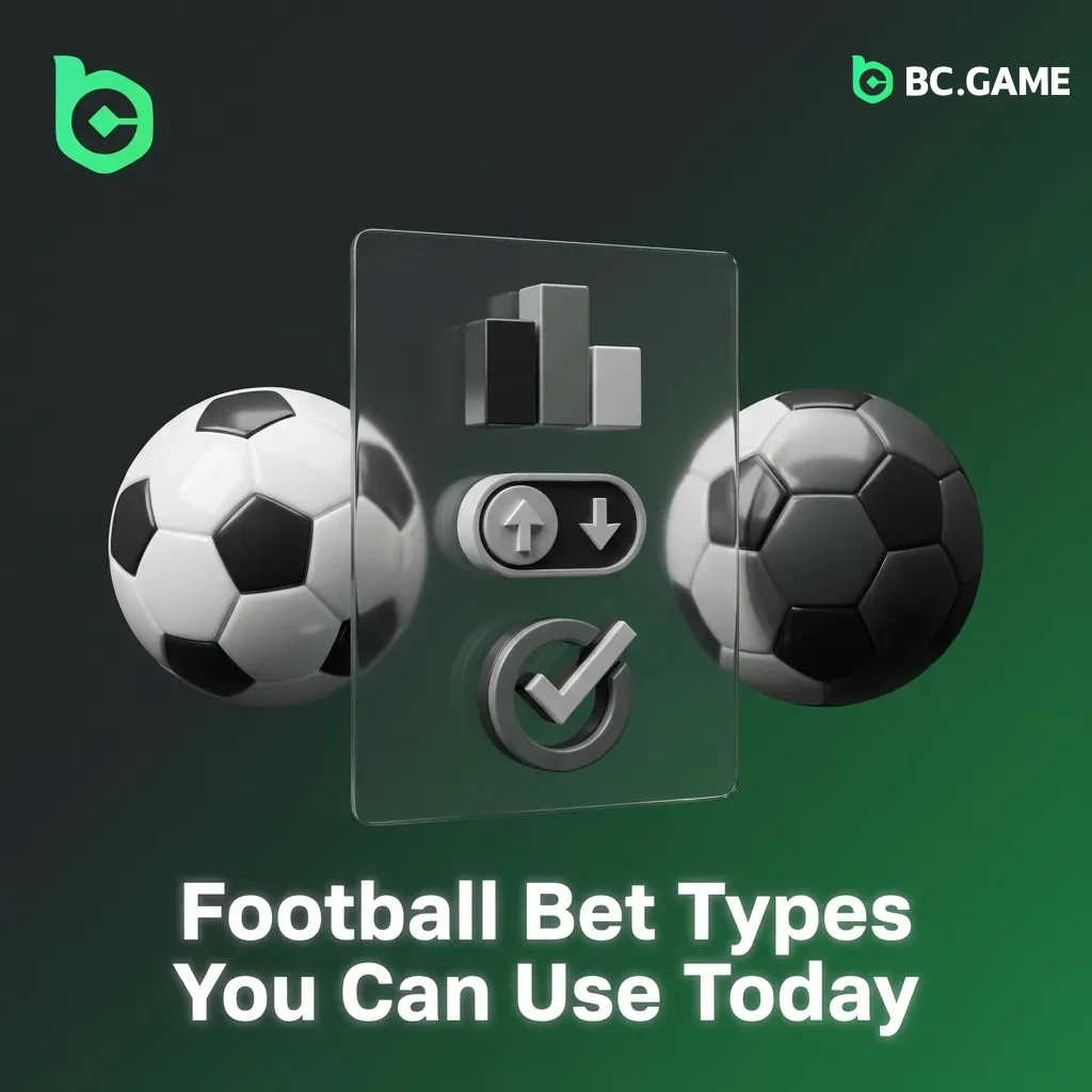 Football betting options display showing match results, over/under goals, player bets, and special markets on BC Game