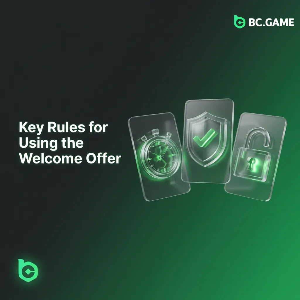 BC Game bonus rules checklist showing deposit requirements, wagering terms, and responsible gaming guidelines