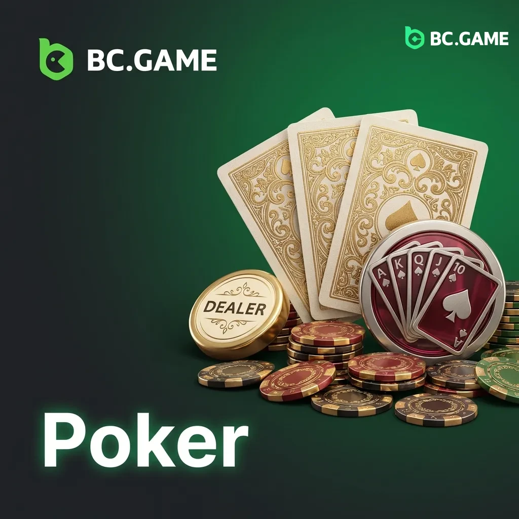 Poker table with cards and chips featuring Caribbean Stud, Three Card, and Texas Hold'em variants with progressive jackpots