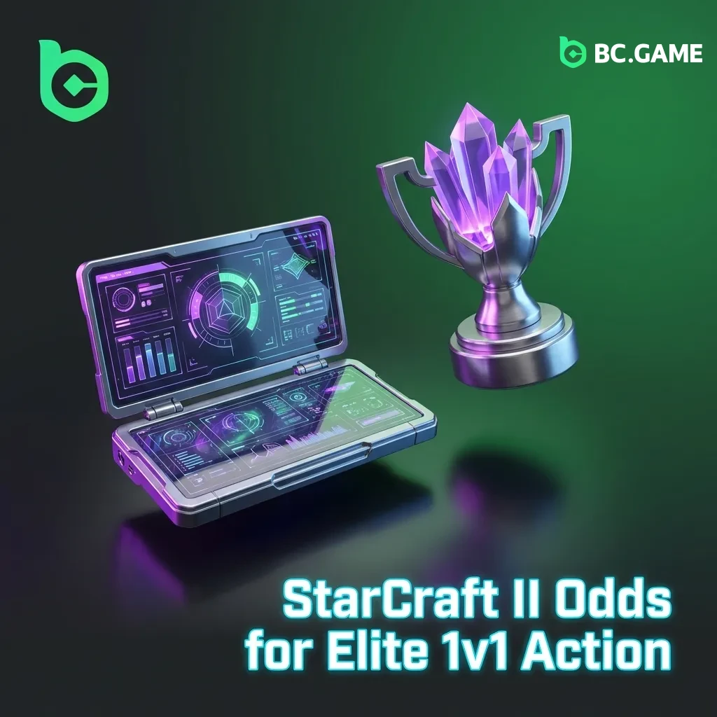 StarCraft II esports betting interface showing 1v1 match odds, map handicaps, and tournament options like IEM Katowice and GSL