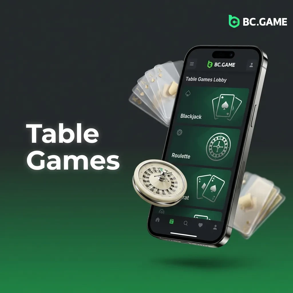 Digital casino table games including blackjack, roulette, baccarat, and poker variants displayed on screen
