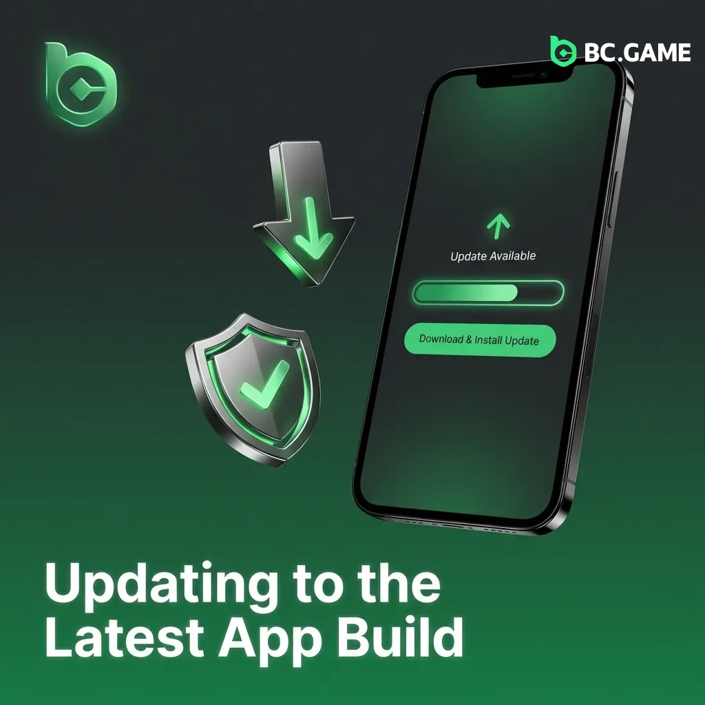 Android user updating BC Game app via Settings menu with download prompt and reinstall instructions displayed