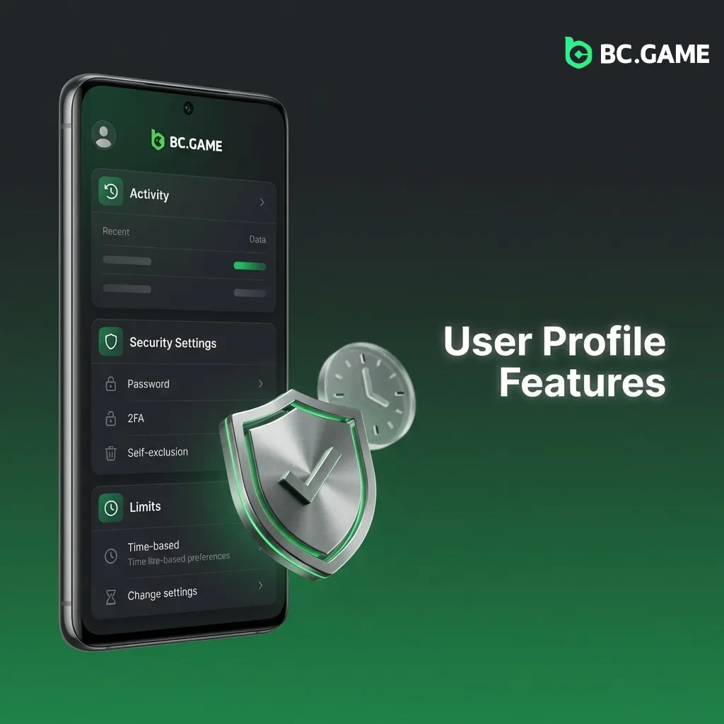 User profile dashboard showing balance, active bets, transaction history, and account settings options
